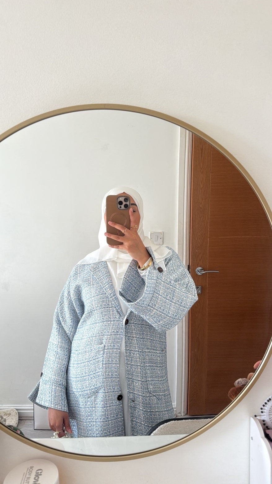 Tweed Abaya Coat - Snow