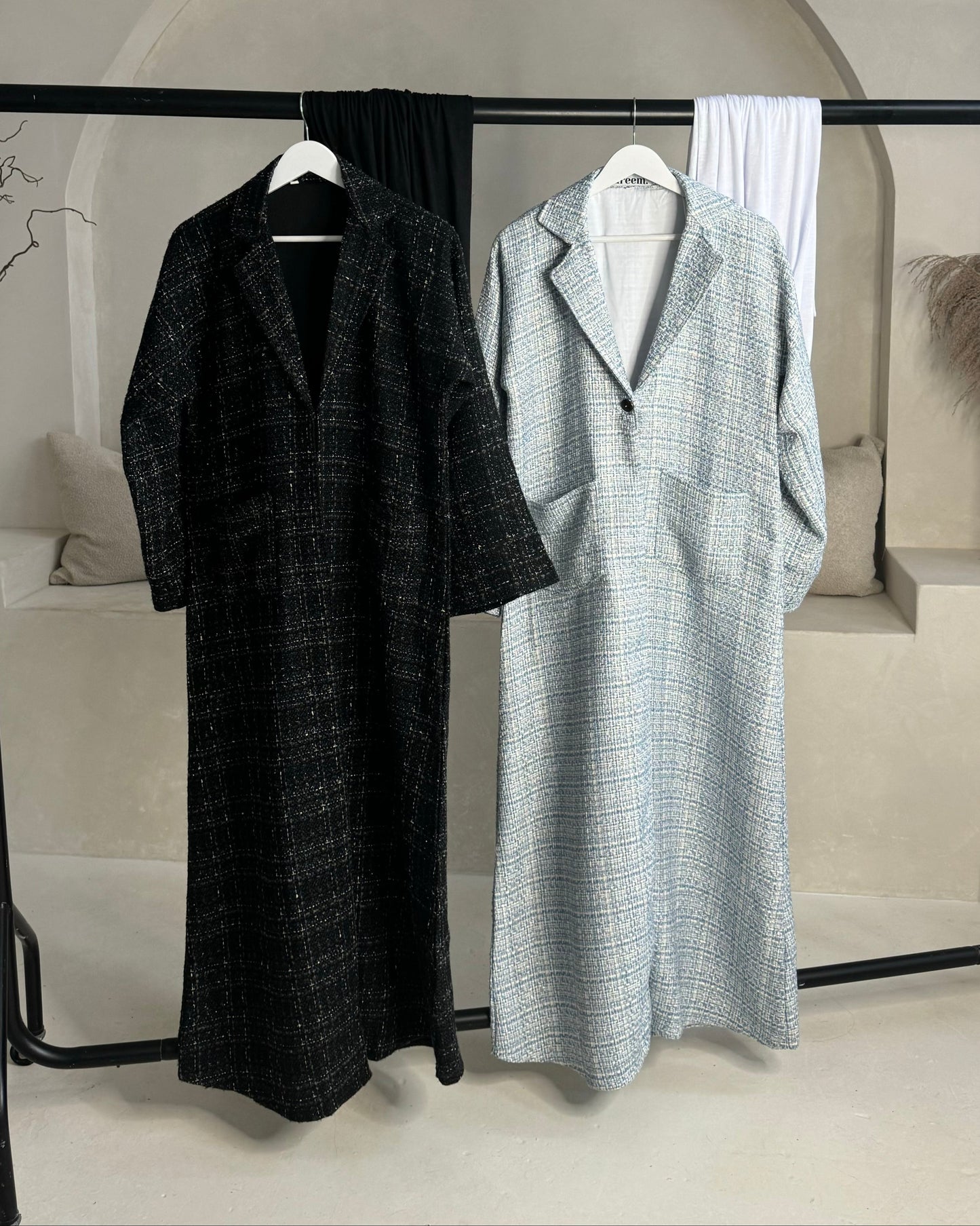 Tweed Abaya Coat - Snow