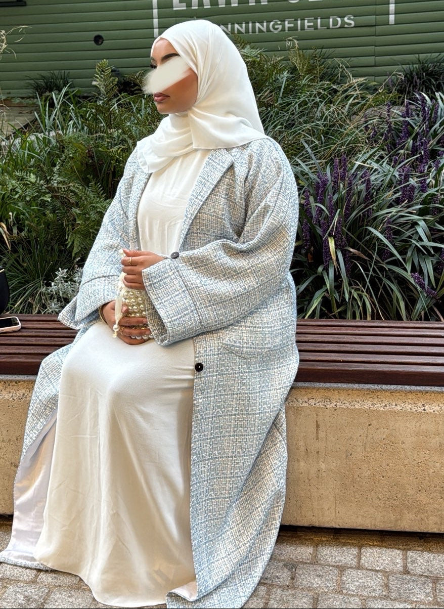 Tweed Abaya Coat - Snow