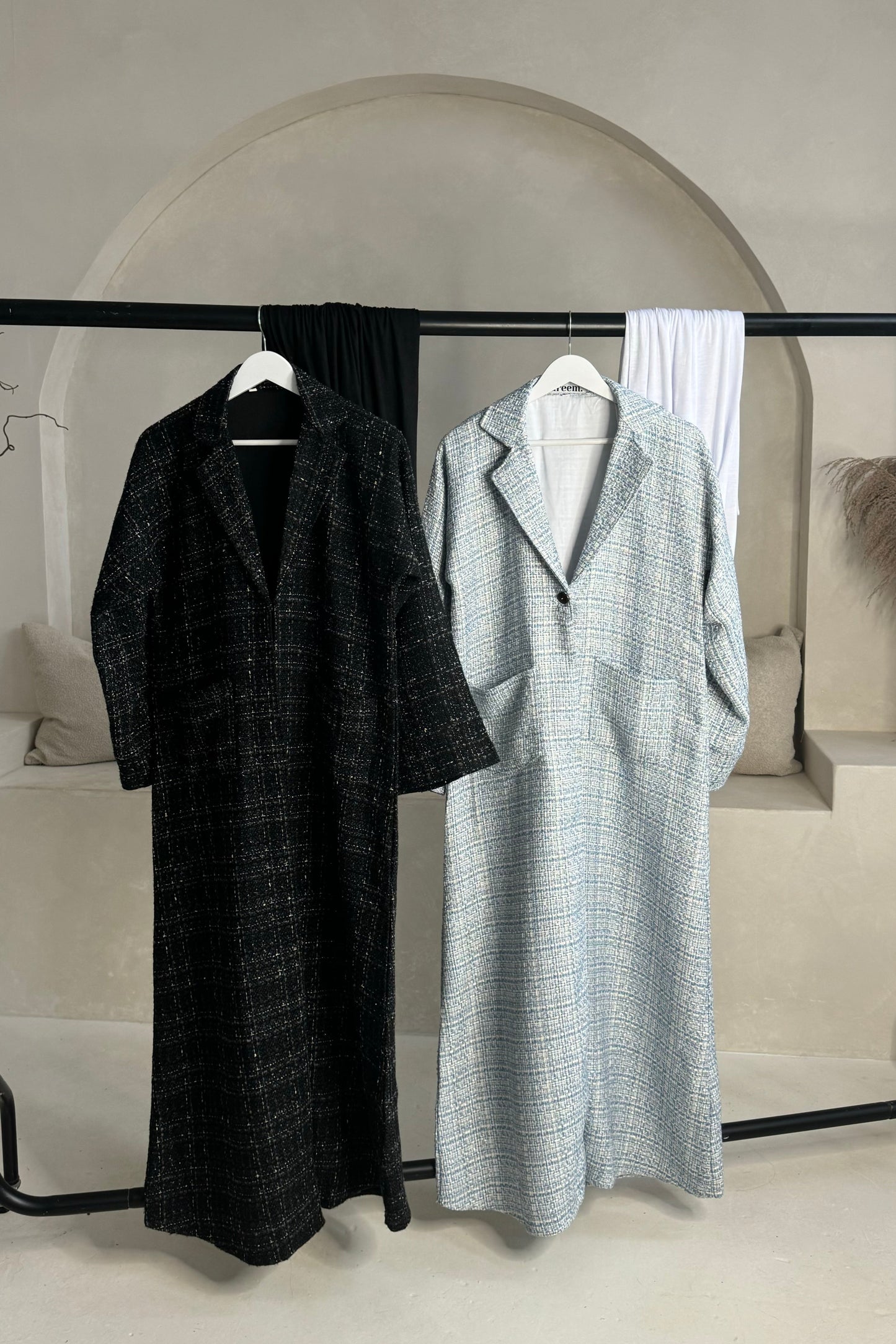 Tweed Abaya Coat- Noir