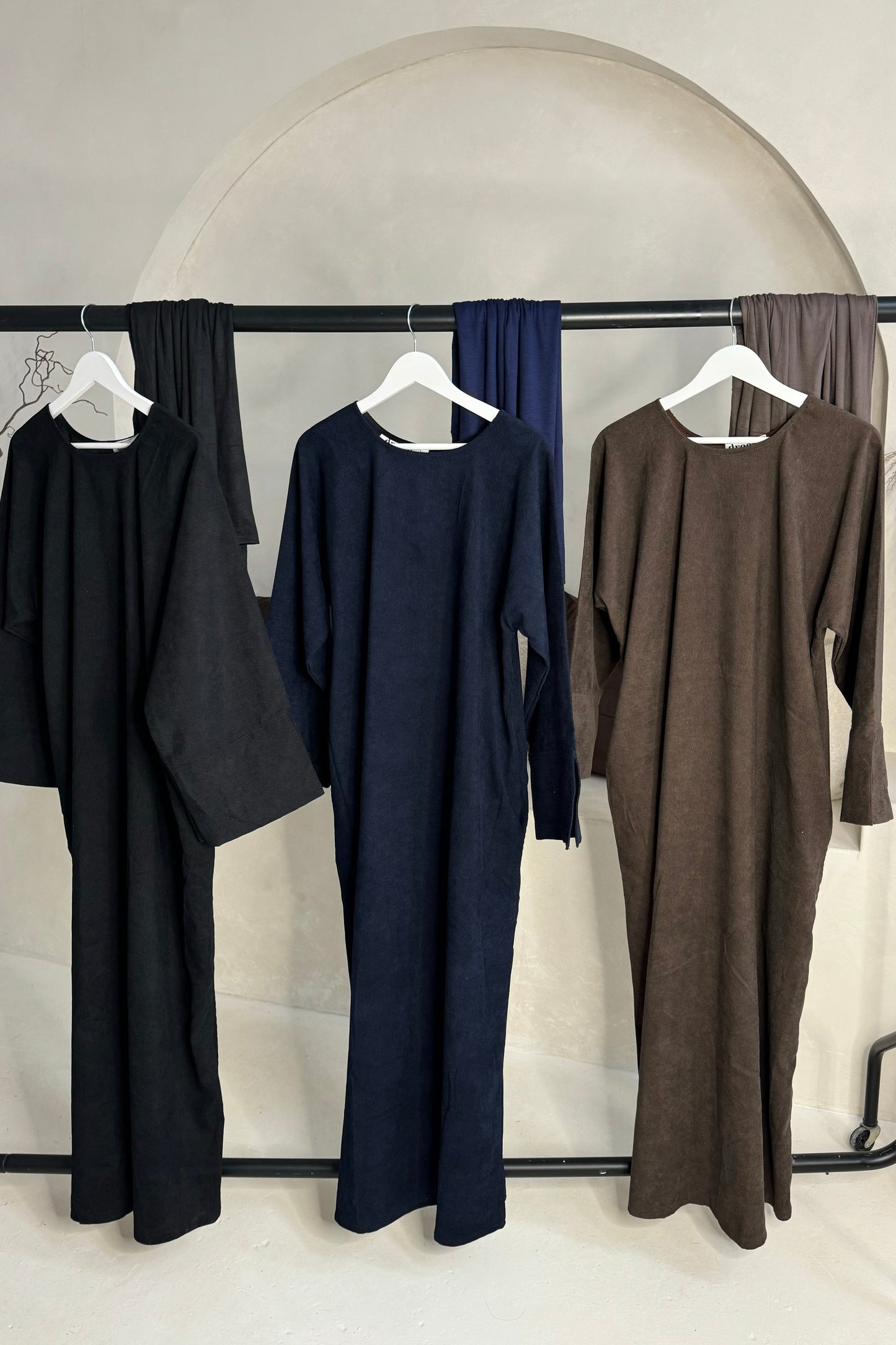 Essential Corduroy Abaya Set- Ink