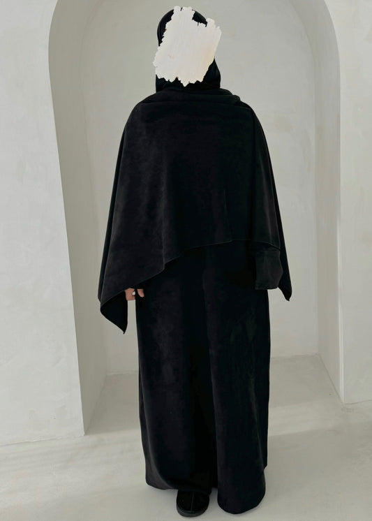 Suede Reem abaya - Onyx