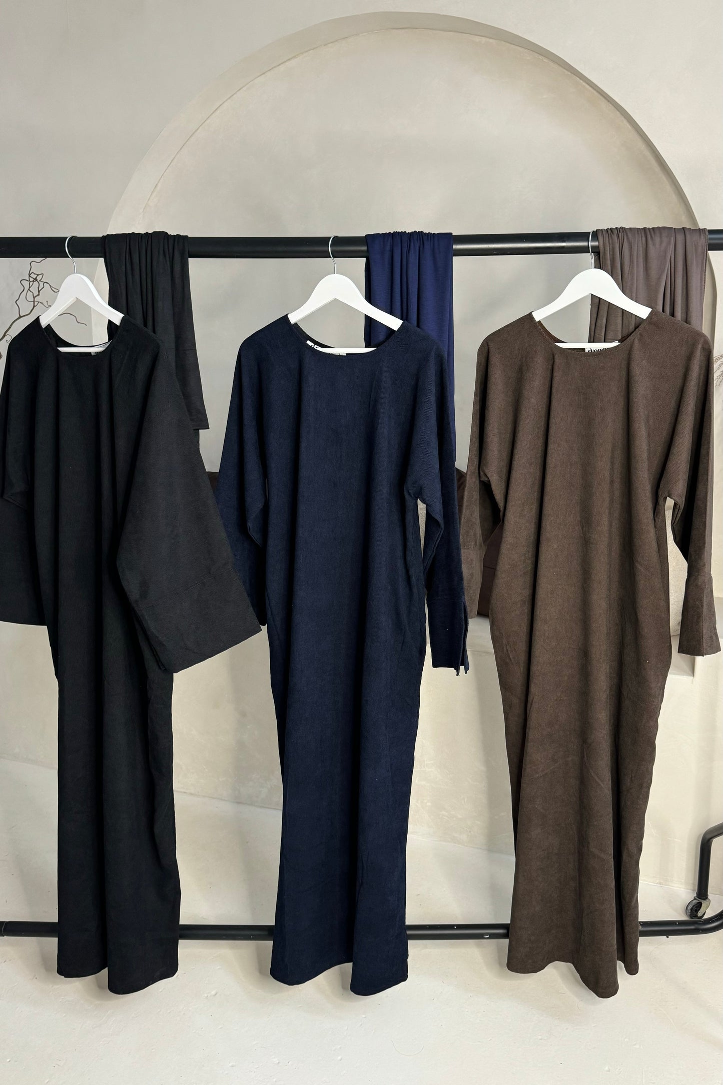 Essential Corduroy Abaya Set- Navy