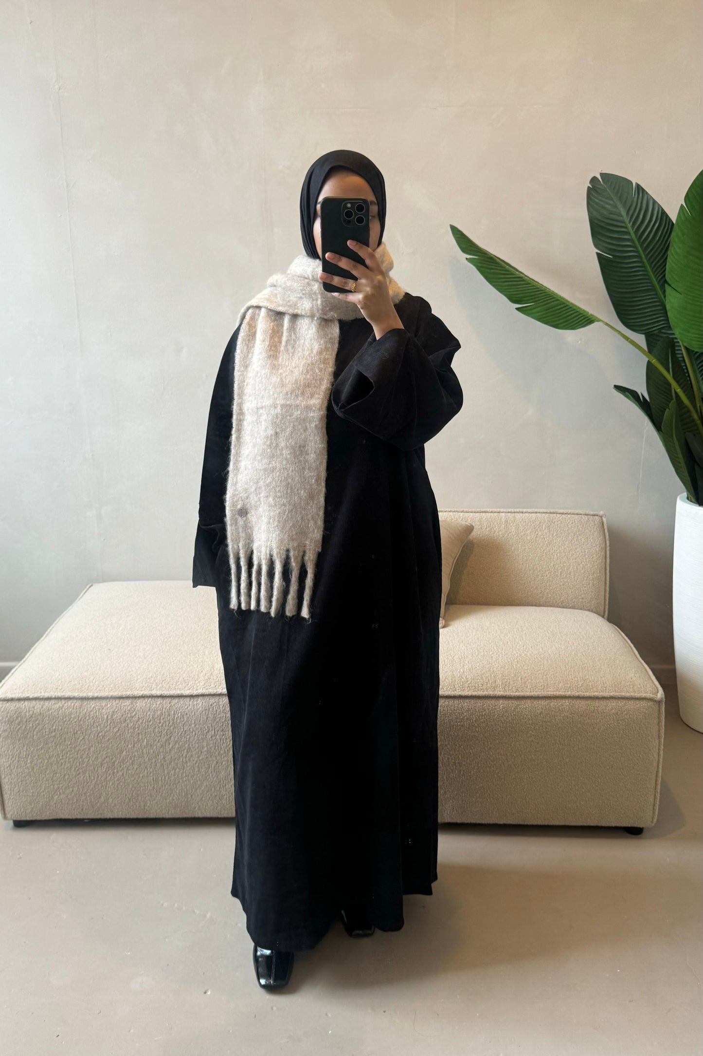 Essential Corduroy Abaya Set- Ink