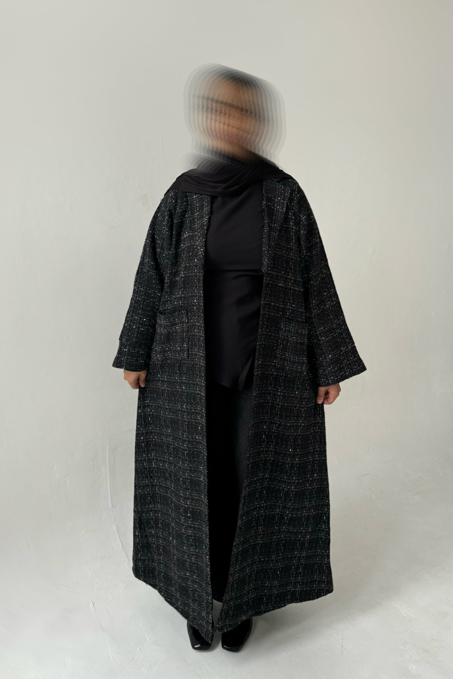 Tweed Blazer Abaya - Noir