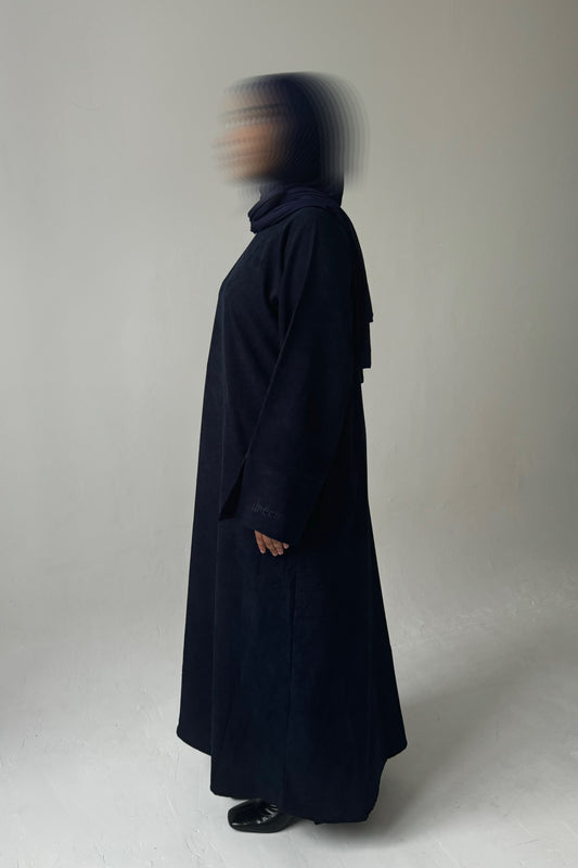 Essential Corduroy Abaya Set- Navy